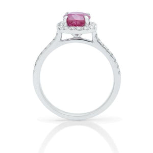 Diamond Halo Ruby Ring - Charles Koll Jewellers
