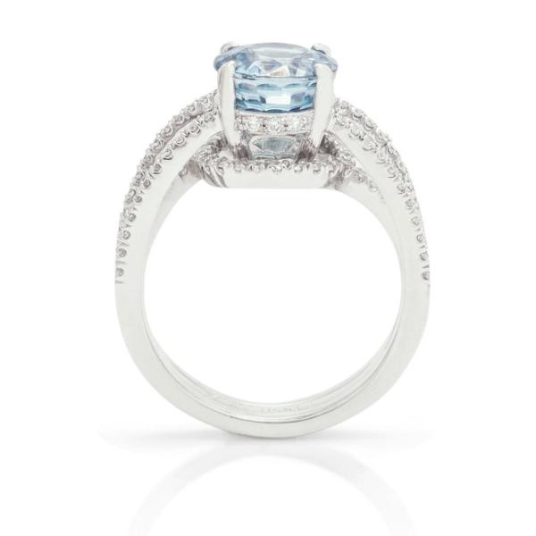 Blue Zircon and Diamond Ring - Charles Koll Jewellers