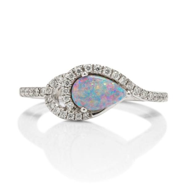 Opal and Diamond Swirl Ring - Charles Koll Jewellers