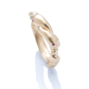 Yellow Gold With Rubies Double Snake Ring - Charles Koll Jewellers