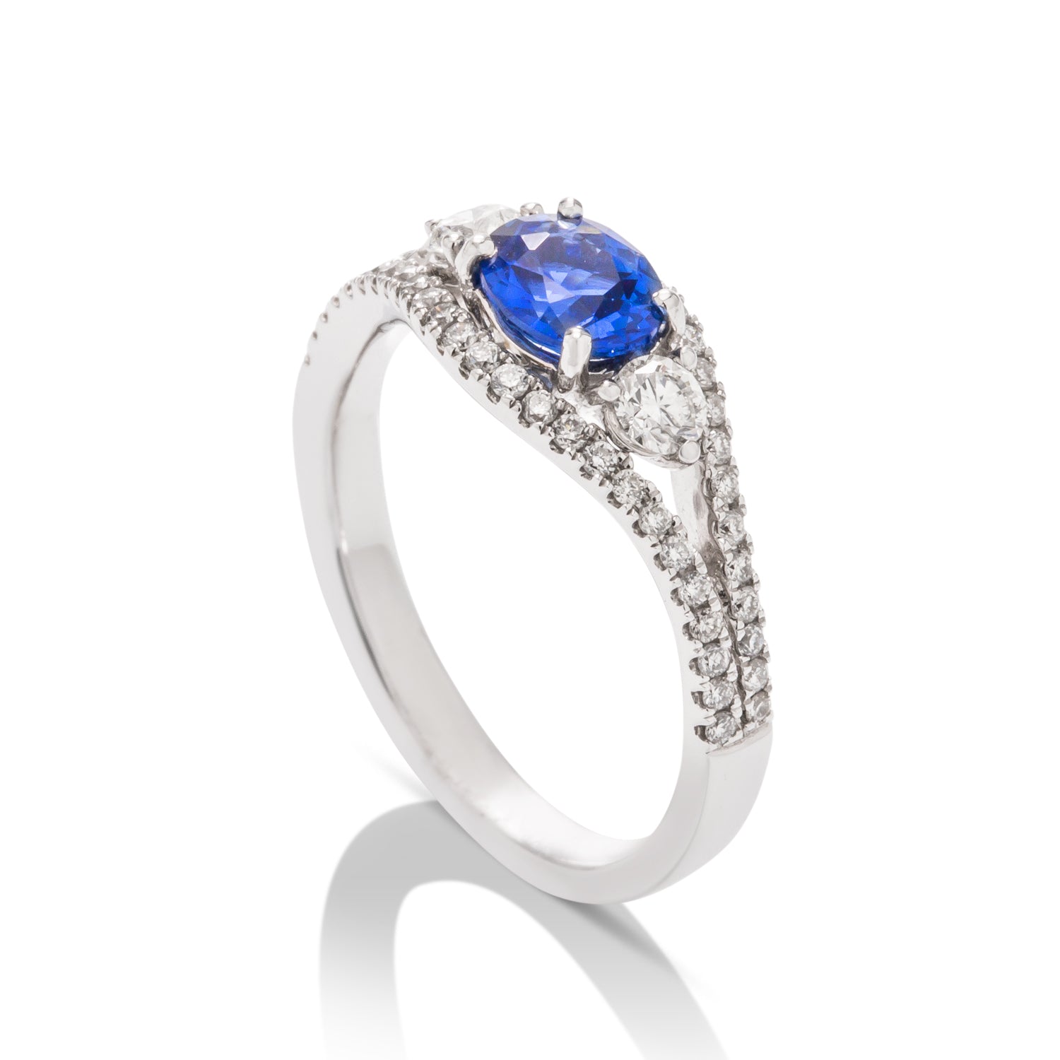 Sapphire and Diamond 3 Stone Ring - Charles Koll Jewellers
