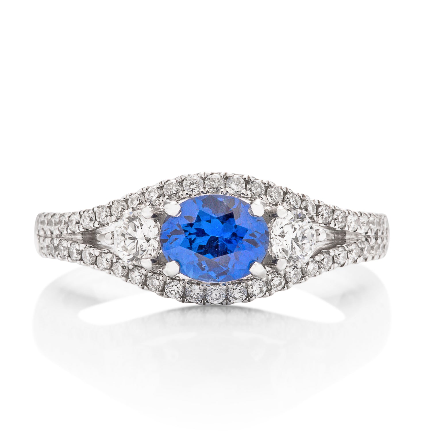 Sapphire and Diamond 3 Stone Ring - Charles Koll Jewellers