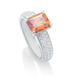 Radiant Cut Mandarin Garnet and Diamond Ring - Charles Koll Jewellers