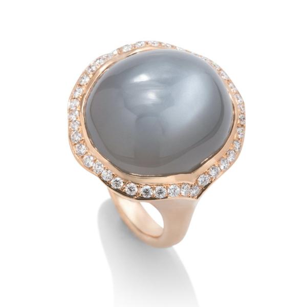 Grey Moonstone Rose Gold Ring - Charles Koll Jewellers