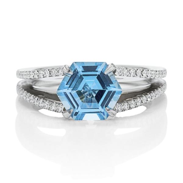 Hexagonal Blue Topaz Ring - Charles Koll Jewellers