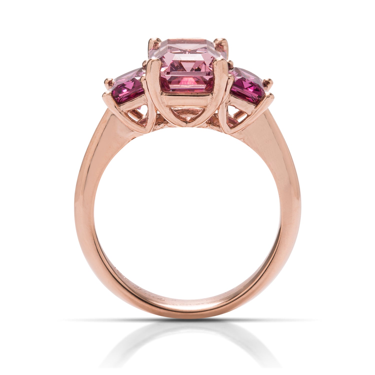 3 Stone Garnet Rose Gold Ring - Charles Koll Jewellers