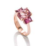 3 Stone Garnet Rose Gold Ring - Charles Koll Jewellers