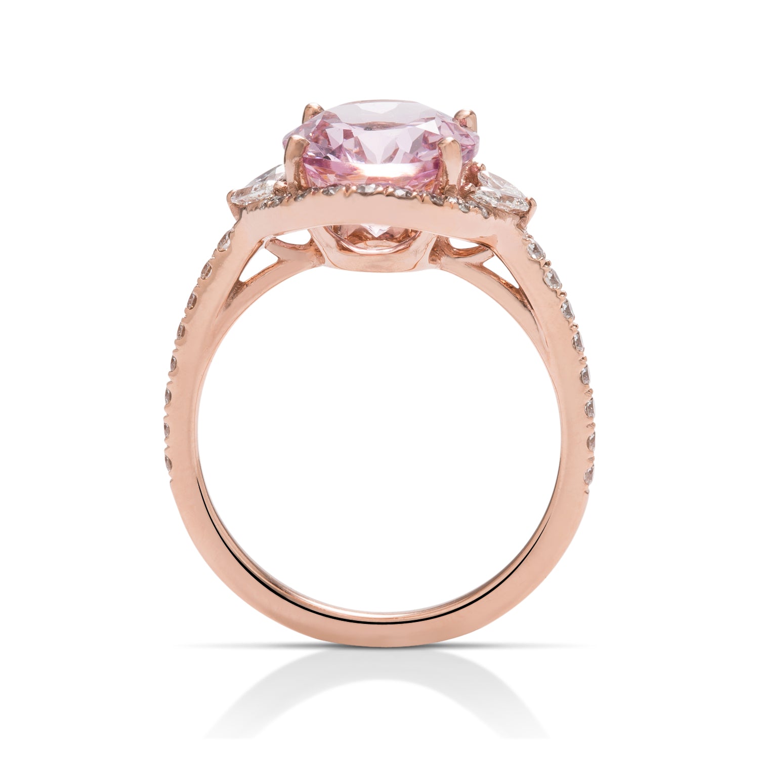 Morganite and Fancy Diamond Halo Ring - Charles Koll Jewellers