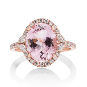 Morganite and Fancy Diamond Halo Ring - Charles Koll Jewellers