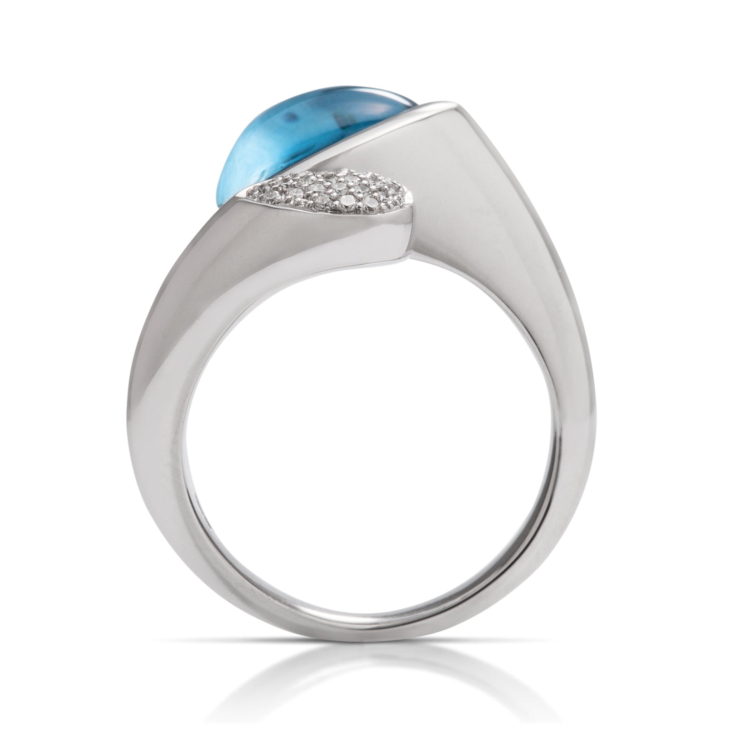 Blue Topaz and Diamond Bypass Ring - Charles Koll Jewellers