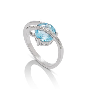Brilliant Blue Topaz and Diamond Ring - Charles Koll Jewellers