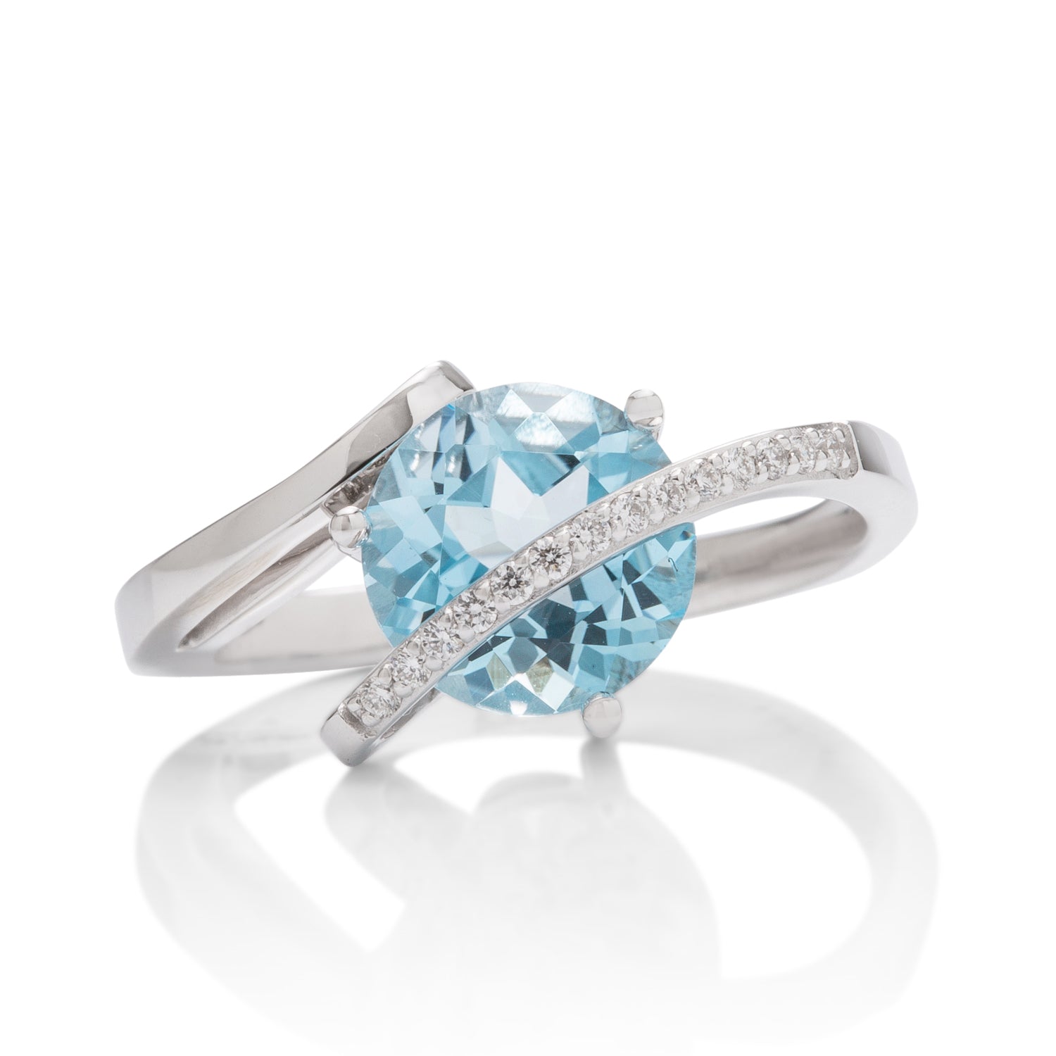 Brilliant Blue Topaz and Diamond Ring - Charles Koll Jewellers