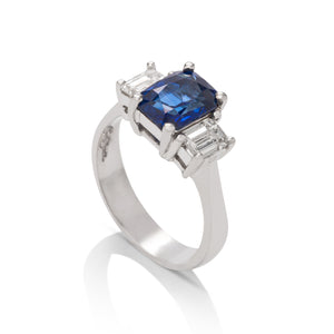Sapphire and Diamond Three Stone Ring - Charles Koll Jewellers
