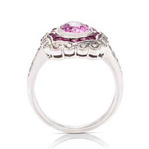 Pink Sapphire and Diamond Scallop Ring - Charles Koll Jewellers