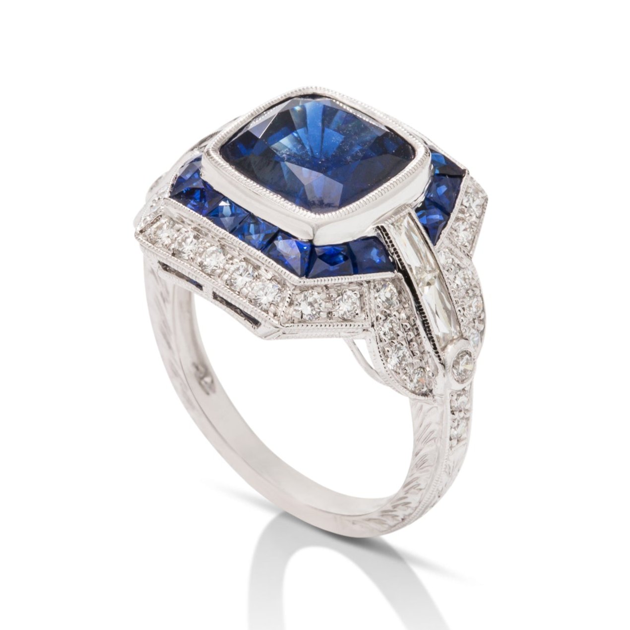 Deco Style Sapphire and Diamond Ring - Charles Koll Jewellers