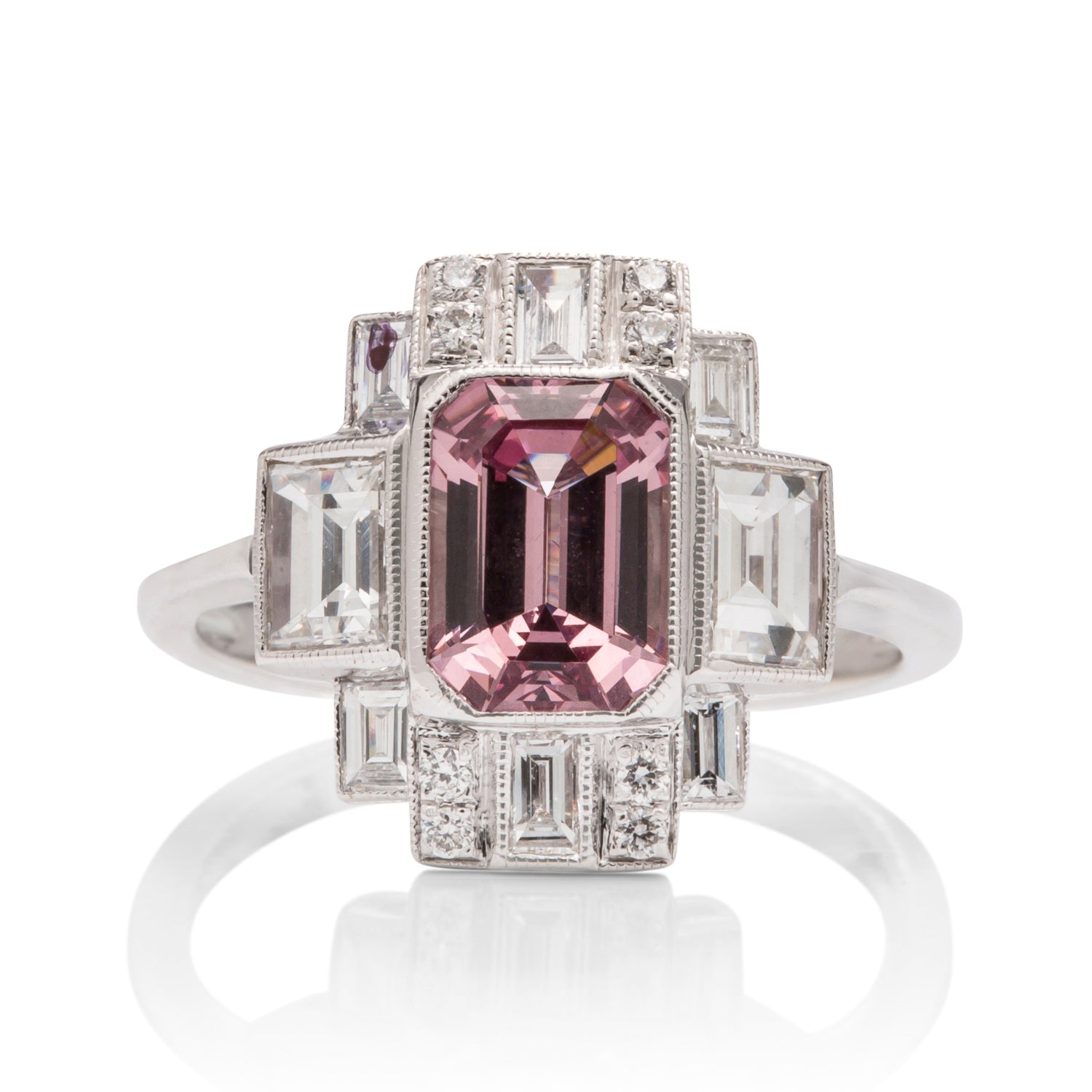 Lotus Garnet and Diamond Deco Ring - Charles Koll Jewellers