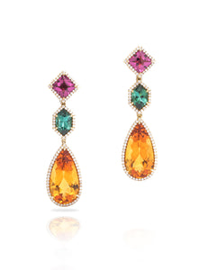 3 Stone Fancy Drop Earrings - Charles Koll Jewellers