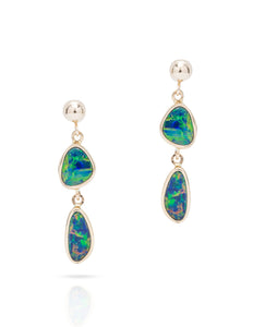 Double Australian Opal Drop Earrings - Charles Koll Jewellers