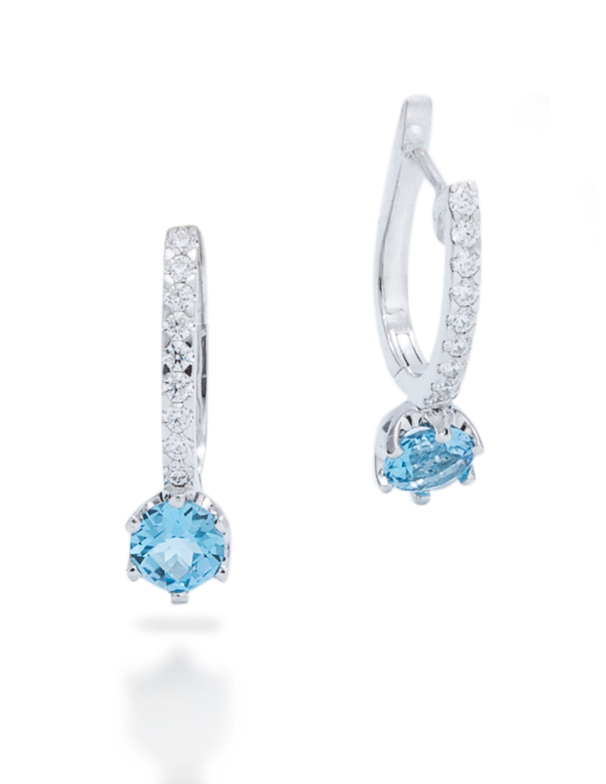 Swiss Blue Topaz and Diamond Drop Earrings - Charles Koll Jewellers