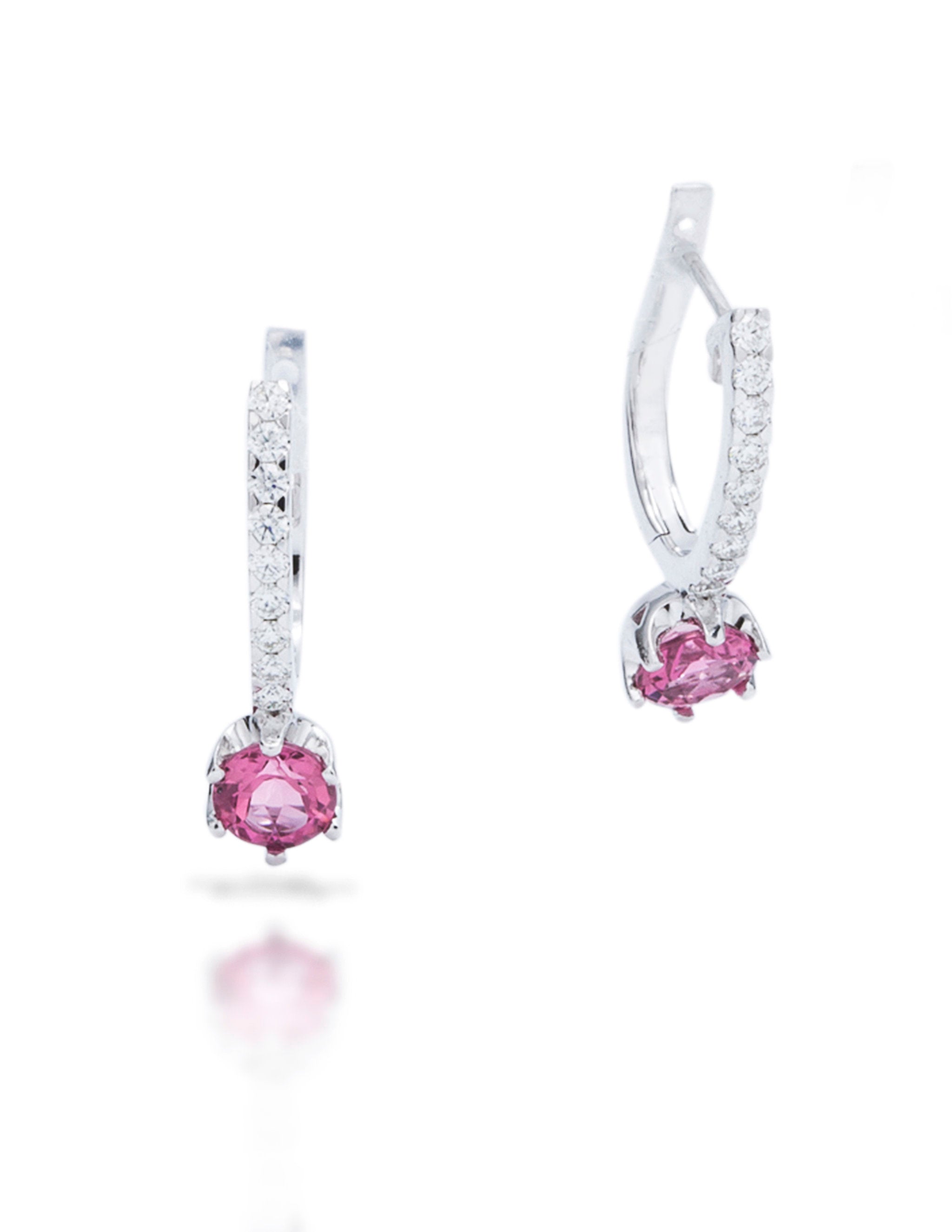 Pink Tourmaline Diamond Drop Earrings - Charles Koll Jewellers