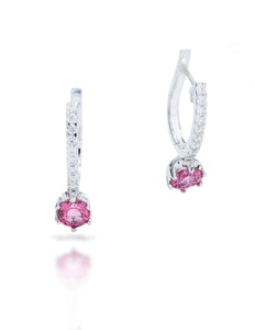 Pink Tourmaline Diamond Drop Earrings - Charles Koll Jewellers