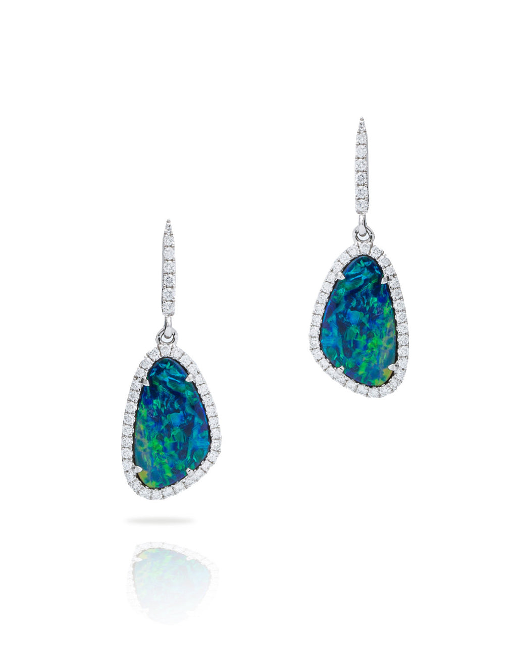 Opal Doublet Halo Drop Earrings - Charles Koll Jewellers