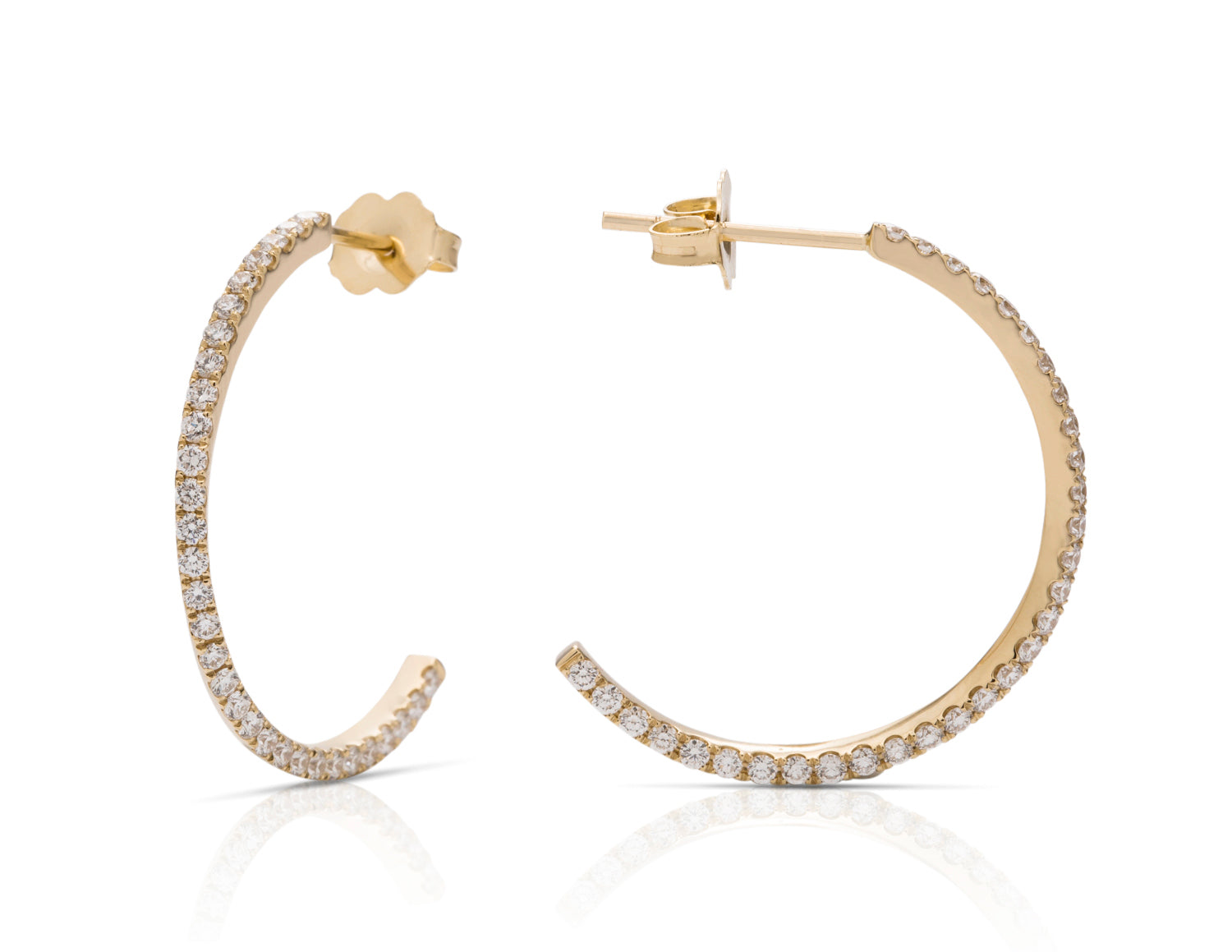 Yellow Gold and Diamond Mobius Hoop Earrings - Charles Koll Jewellers