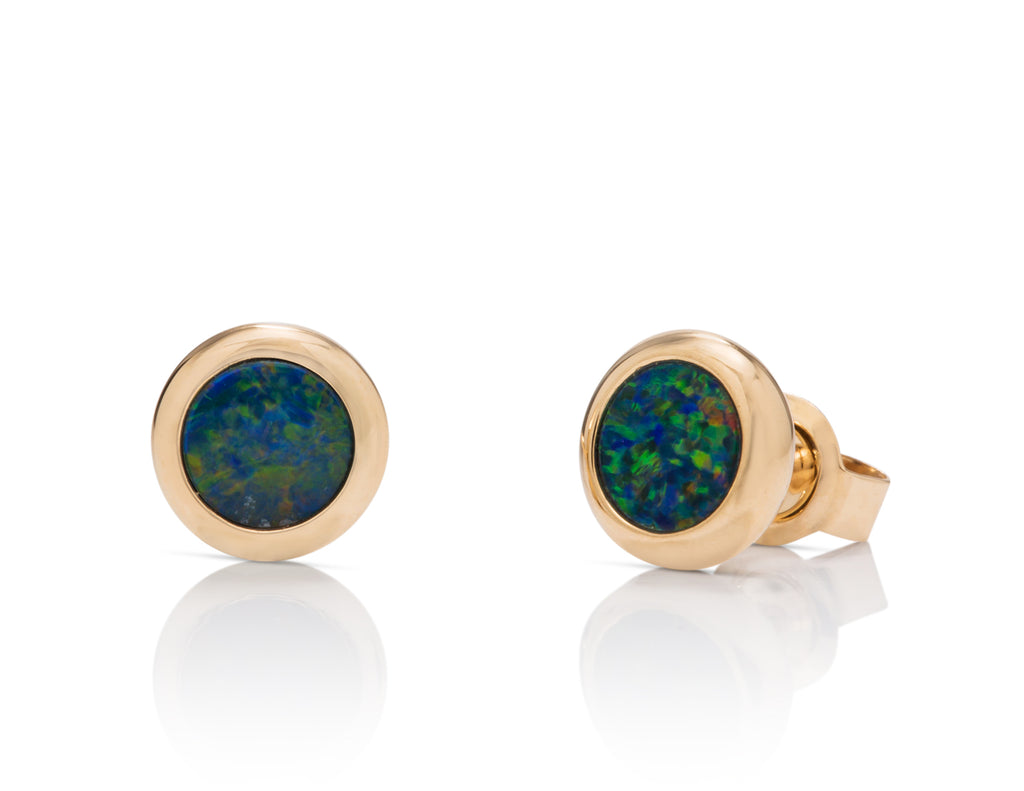 Australian Opal Bezel Stud Earrings - Charles Koll Jewellers