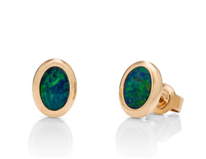 Australian Opal Oval Stud Earrings - Charles Koll Jewellers