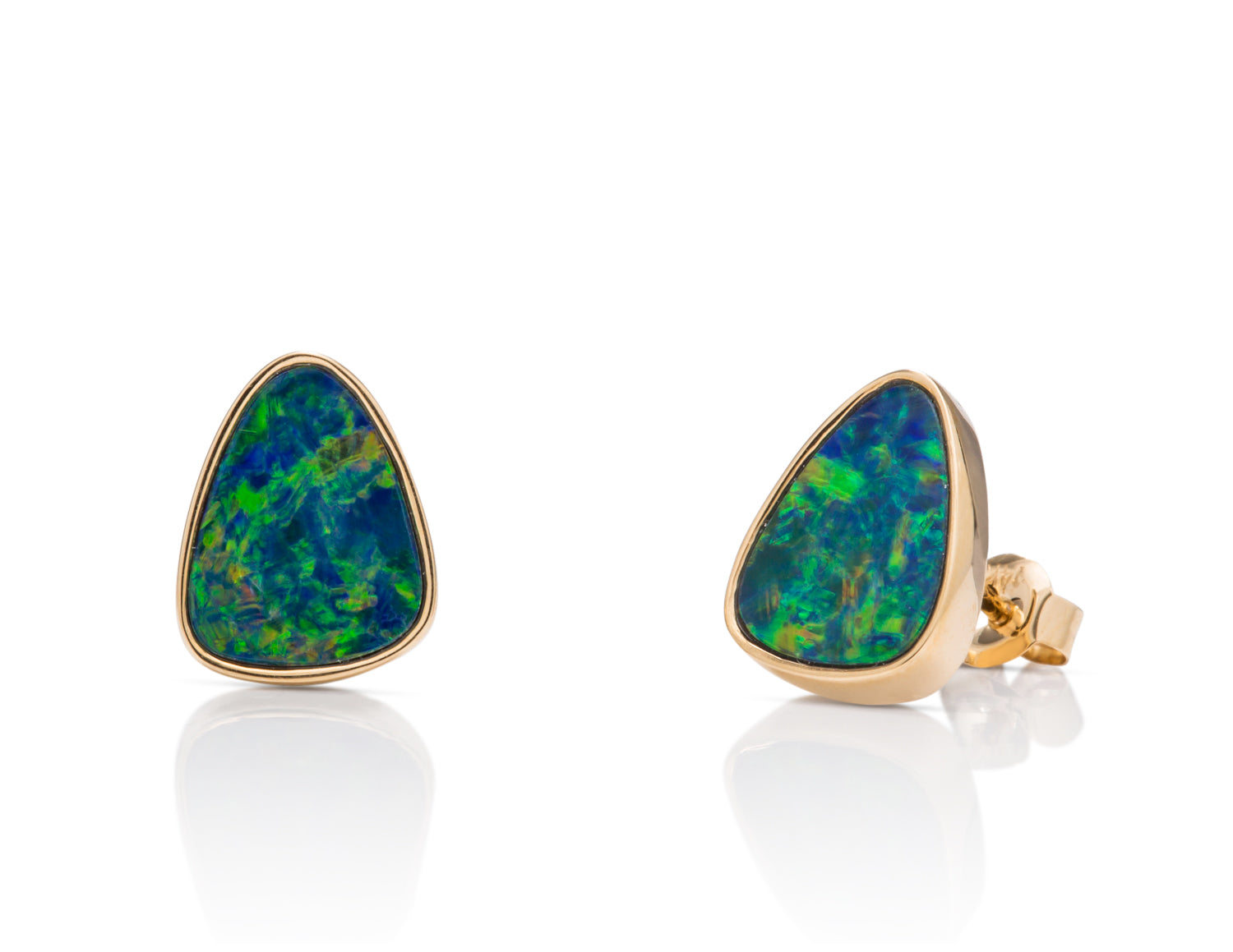 Triangular Australian Opal Stud Earrings - Charles Koll Jewellers