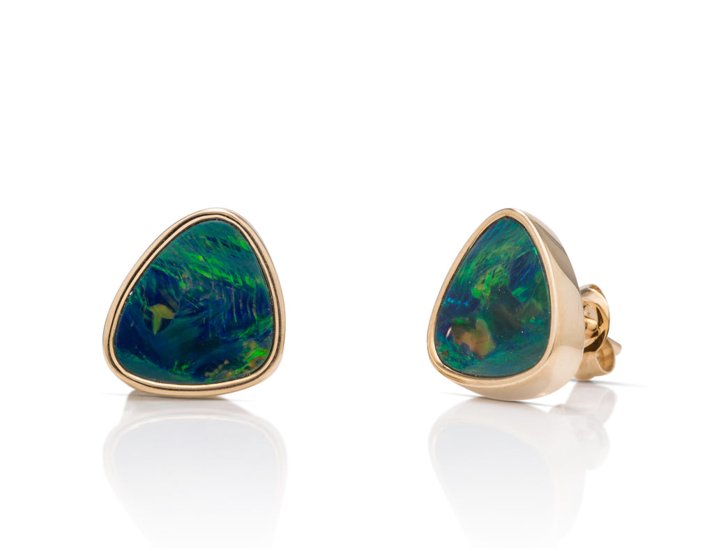 Triangular Australian Opal Stud Earrings - Charles Koll Jewellers