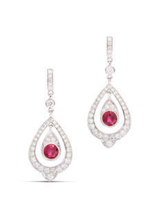 Diamond and Ruby Dangle Earrings - Charles Koll Jewellers