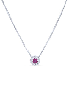Diamond Halo Ruby Pendant - Charles Koll Jewellers