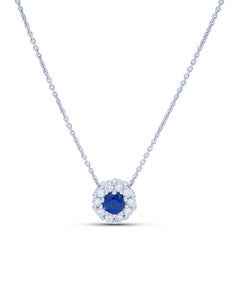 Diamond Halo Sapphire Pendant - Charles Koll Jewellers