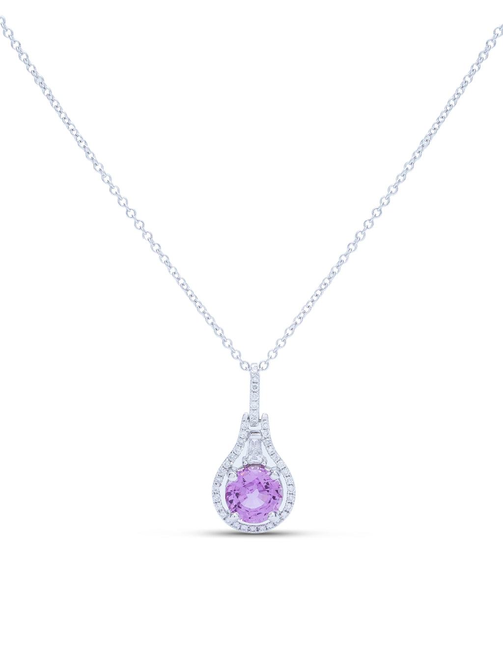 Pink Sapphire and Diamond Drop Pendant - Charles Koll Jewellers