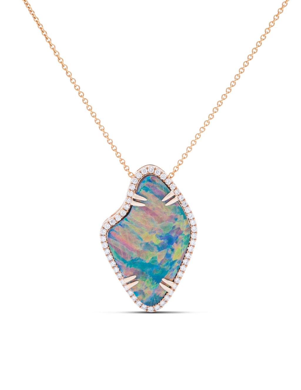Opal and Diamond Rose Gold Pendant - Charles Koll Jewellers