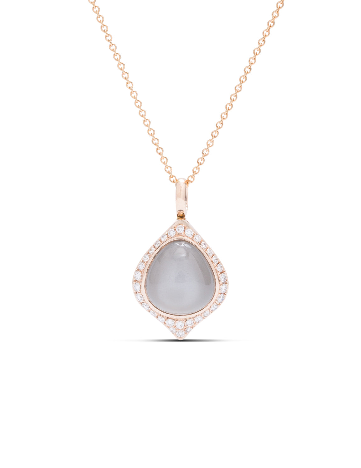 Grey Moonstone and Diamond Rose Gold Pendant - Charles Koll Jewellers
