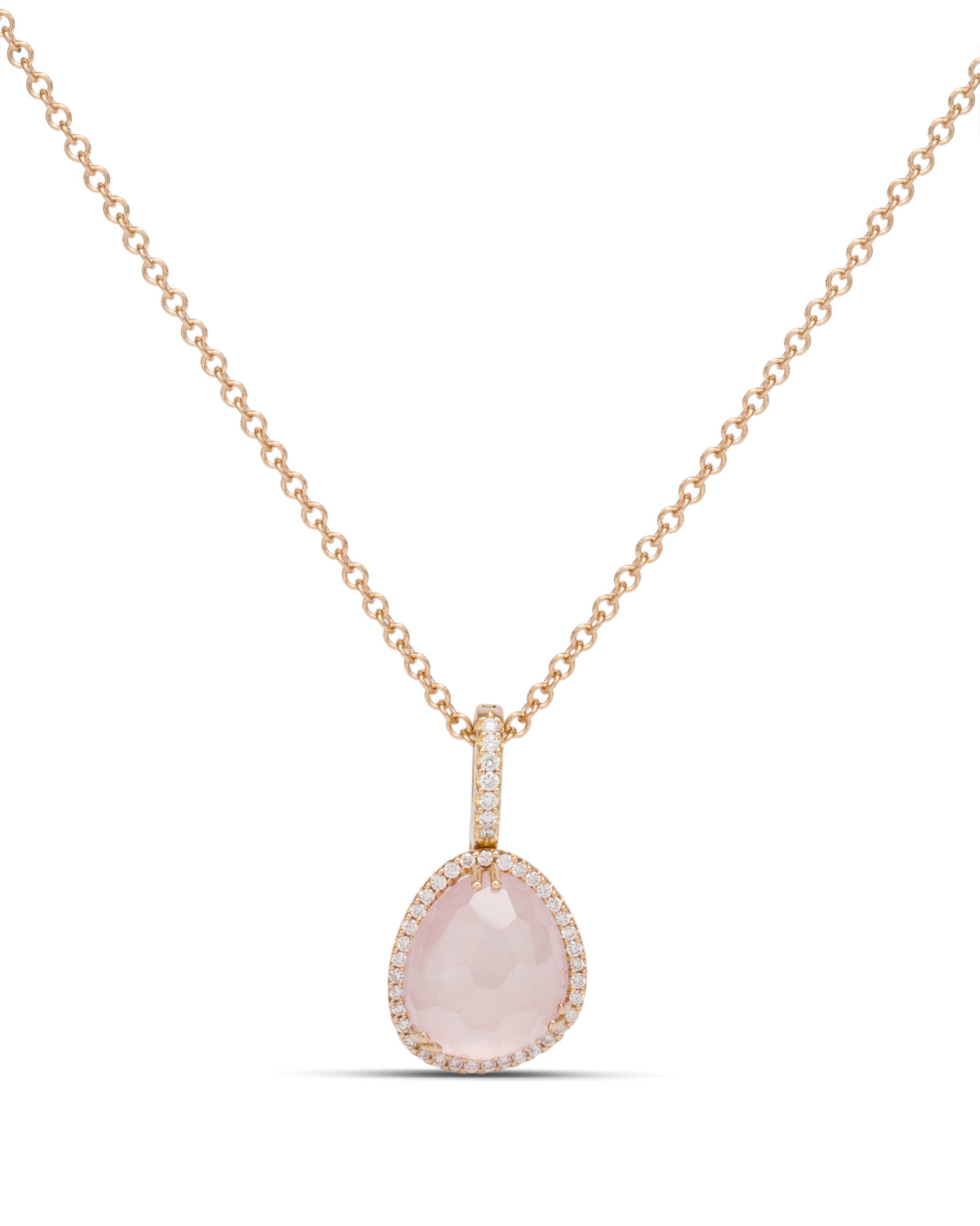 Rose Quartz and Diamond Pendant - Charles Koll Jewellers