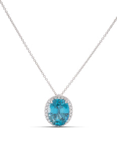 Blue Zircon and Diamond Pendant - Charles Koll Jewellers