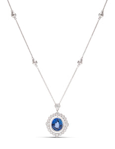 Oval Sapphire and Diamond Necklace - Charles Koll Jewellers