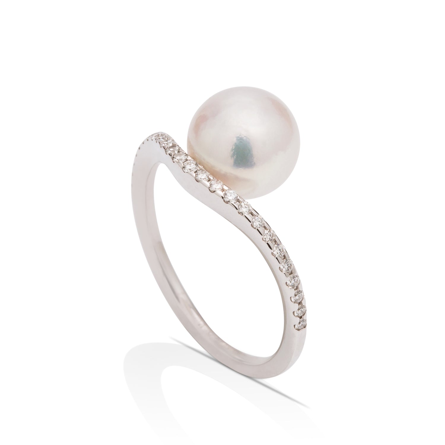Akoya Pearl and Diamond Ring