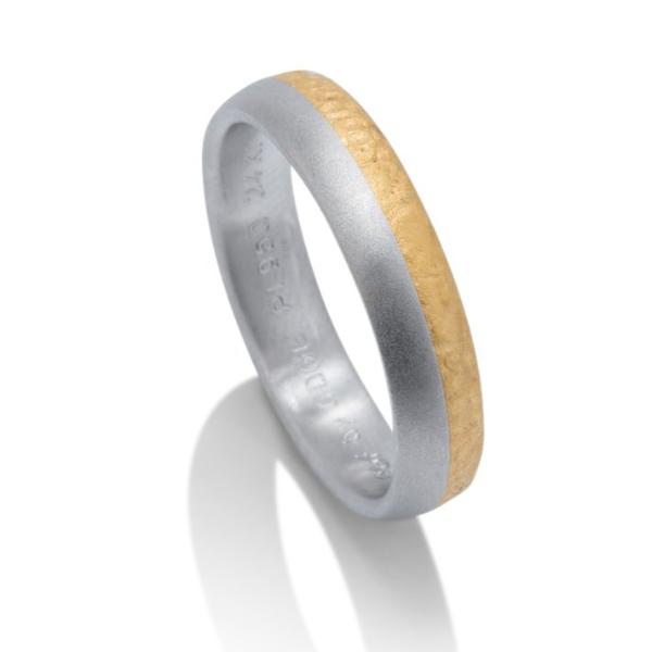Two-Tone 24K Gold and Platinum Men's Band - Charles Koll Jewellers