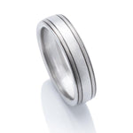 Platinum and Grey Gold Grooved Men's Band - Charles Koll Jewellers
