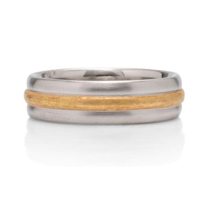 Platinum and 24K Gold Raised Center Band - Charles Koll Jewellers