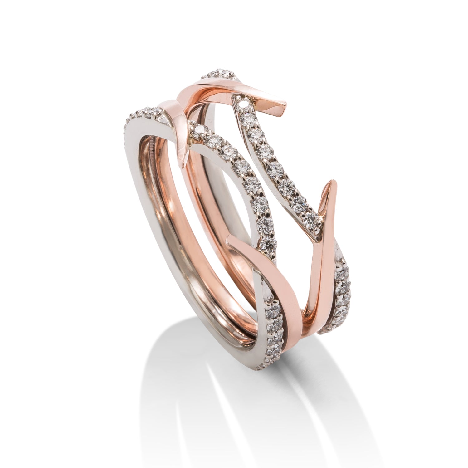 14k Rose and White Gold Diamond Ring Pair - Charles Koll Jewellers