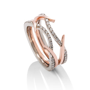 14k Rose and White Gold Diamond Ring Pair - Charles Koll Jewellers