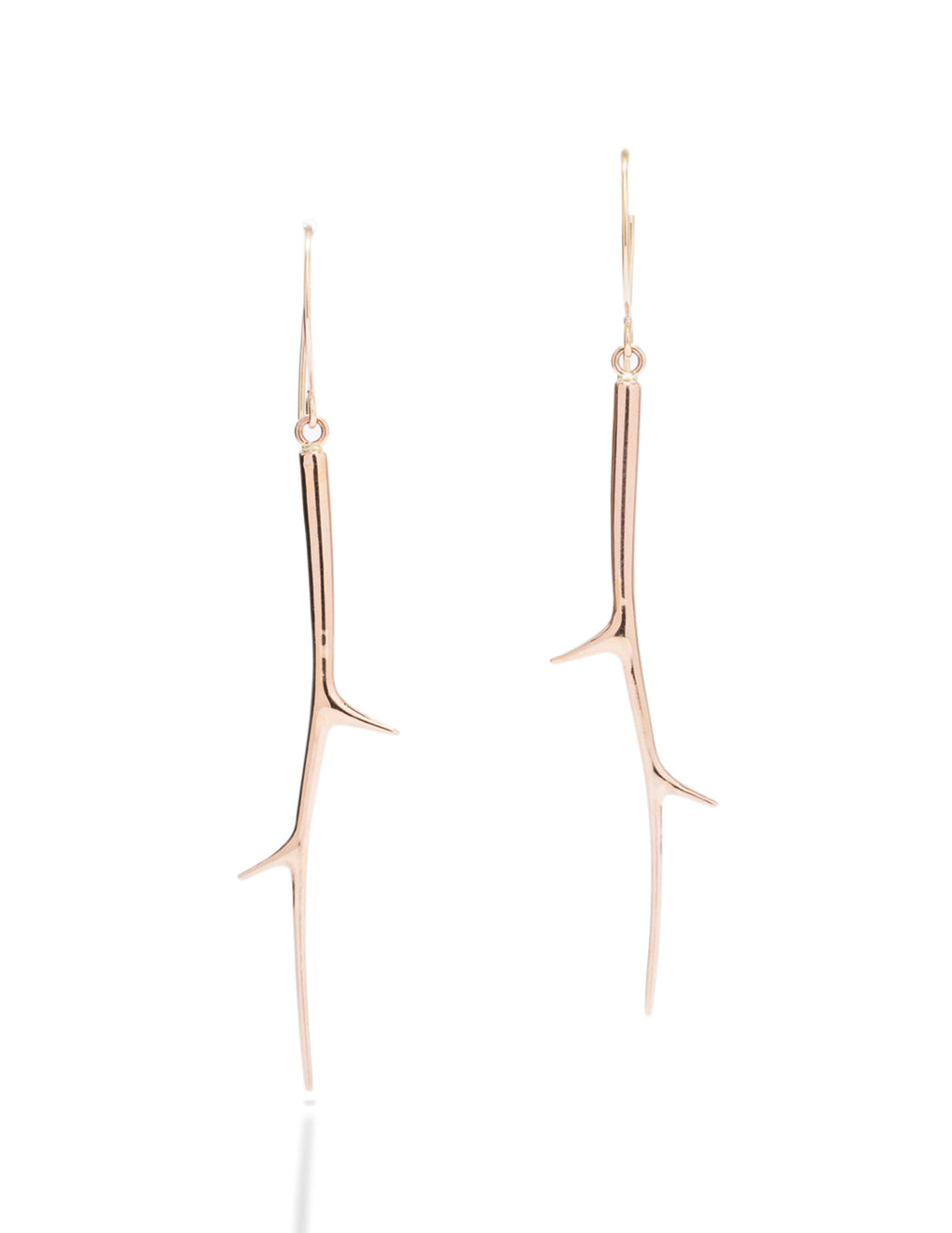Rose Gold Polished Branch Drop Earrings - Charles Koll Jewellers
