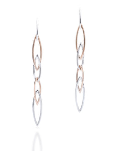 Two-Tone Marquise Link Drop Earrings - Charles Koll Jewellers