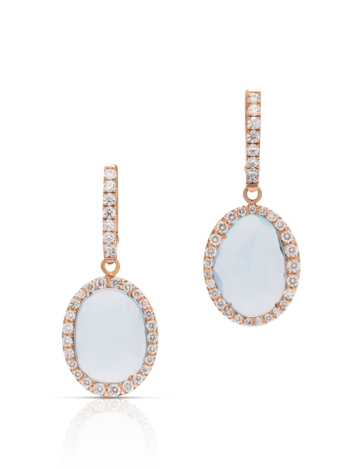 6.3 Carat Aquamarine & Diamond 18k Rose Gold Earrings - Charles Koll Jewellers