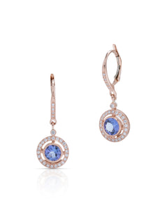 Rose Gold Tanzanite and Diamond Dangle Earrings - Charles Koll Jewellers